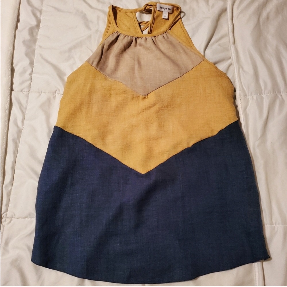 Blue & Gold Halter Top